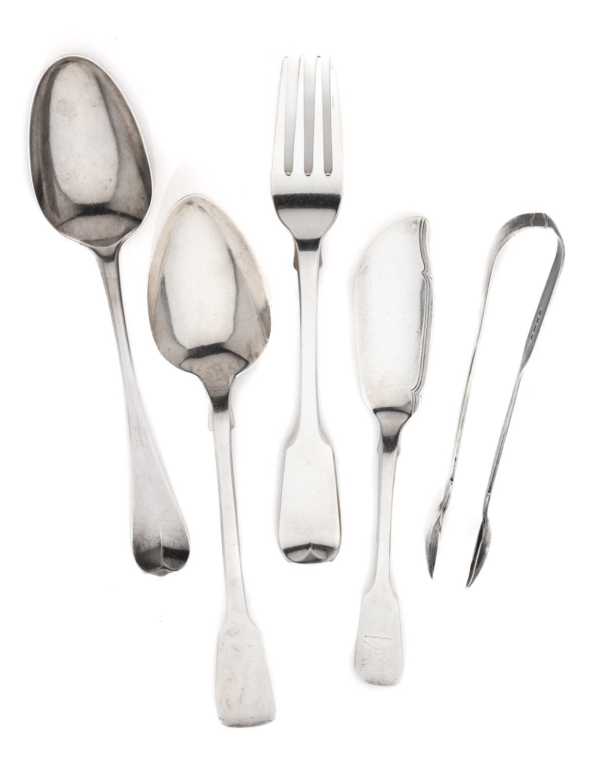 Lot 159 - A GROUP OF GEORGIAN FIDDLE PATTERN TABLE