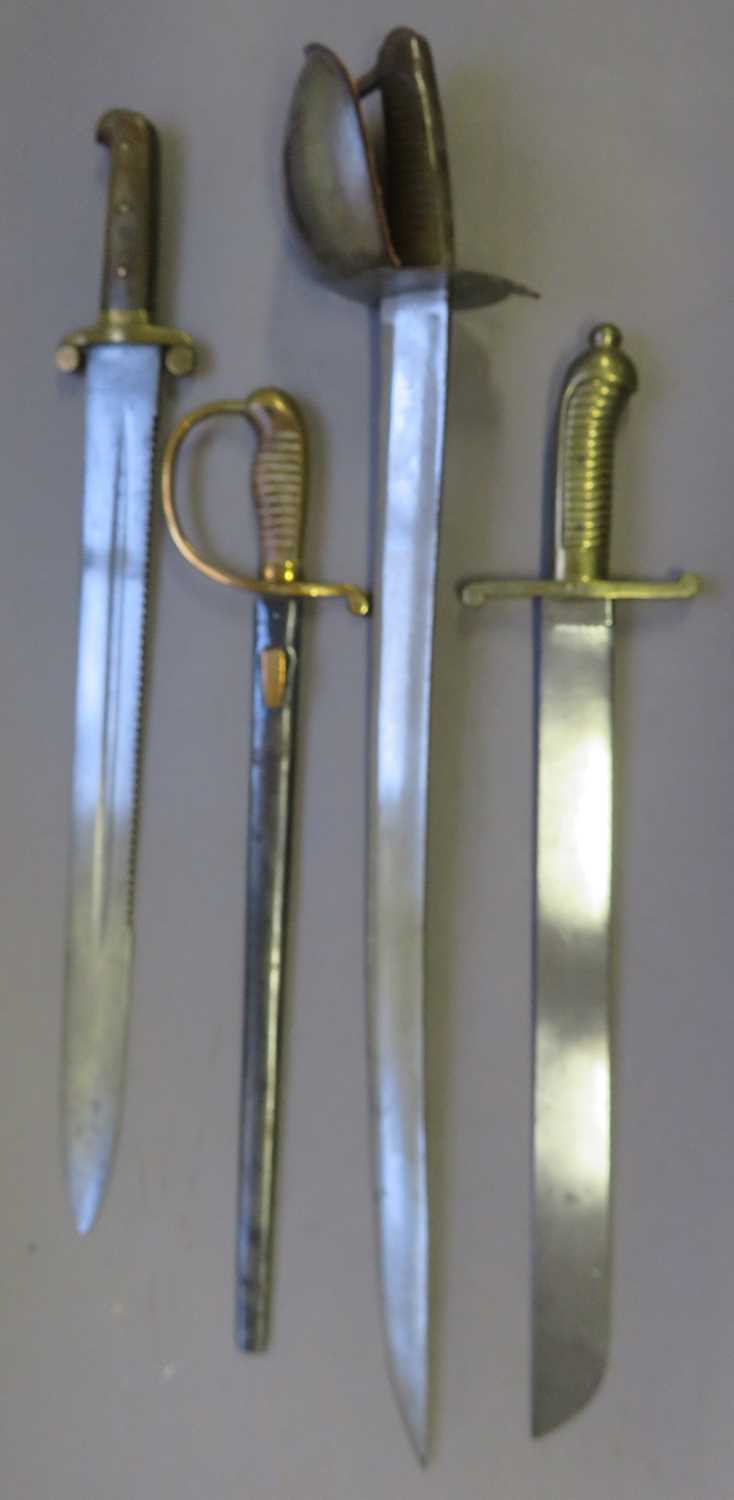 Lot 379 - â’¶ A SAXON MODEL 1840 ARTILLERY SHORTSWORD AND THREE FURTHER CONTINENTAL SHORTSWORDS
