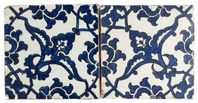 Lot 78 - TWO 'DOME OF THE ROCK' TILES, OTTOMAN PALESTINE OR SYRIA, 16TH CENTURY