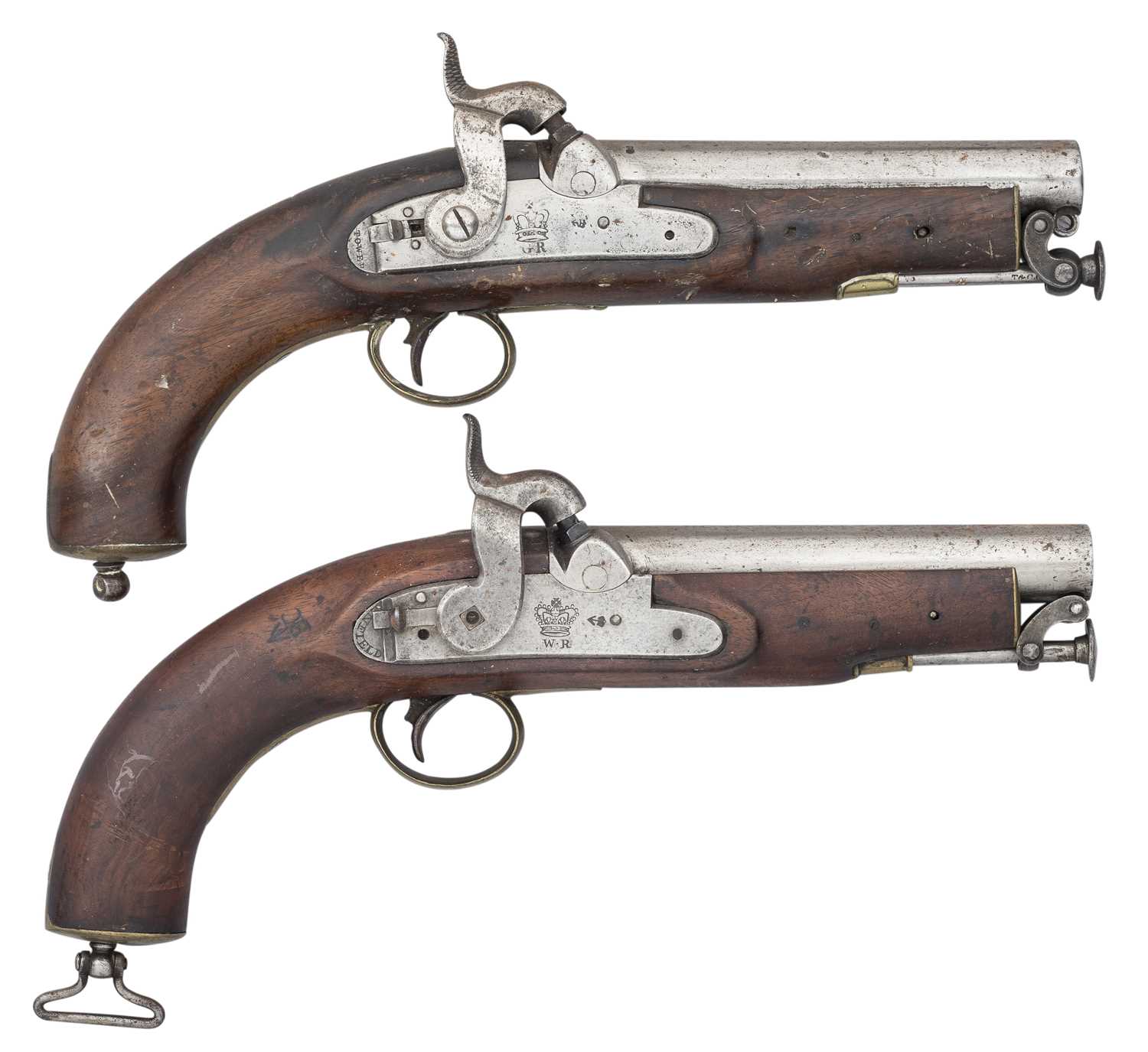 Lot 529 - â’¶ TWO .670 CALIBRE PERCUSSION MODEL 1839 PATTERN COAST GUARD PISTOLS