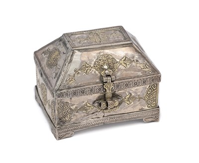 Lot 56 - AN OTTOMAN PARCEL-GILT SILVER CASKET, ANATOLIA OR BALKANS, CIRCA 1600