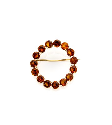 Lot 338 - A CITRINE BROOCH