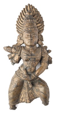 Lot 158 - A FRAGMENTARY BRONZE FIGURE OF DURGA, PROBABLY KARNATAKA, WESTERN DECCAN, 19TH CENTURY