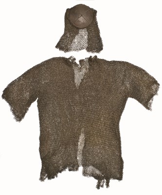 Lot 16 - A CAUCASIAN MAIL HELMET AND SHIRT