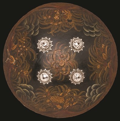 Lot 72 - AN INDO-PERSIAN PAINTED HIDE DHAL