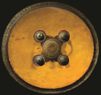 Lot 73 - AN INDO-PERSIAN RHINOCEROS HIDE DHAL