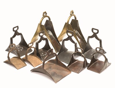 Lot 82 - THREE PAIRS OF INDO PERSIAN STIRRUPS