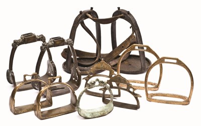 Lot 85 - FIVE VARIOUS ORIENTAL STIRRUPS AND A SINGLE STIRRUP