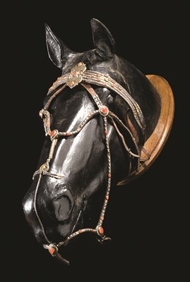 Lot 88 - A CAUCASIAN SILVER-MOUNTED HORSE BRIDLE AND REINS
