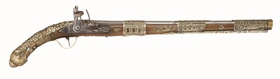 Lot 104 - A 40 BORE INDIAN COMBINED MATCHLOCK PISTOL AND AXE