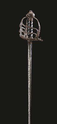 Lot 134 - AN ENGLISH BASKET-HILTED BROADSWORD