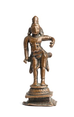 Lot 160 - A BRONZE FIGURE OF RAMA, TAMIL NADU, SOUTH INDIA, 15TH/16TH CENTURY