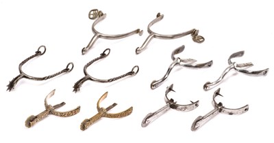 Lot 262 - FIVE PAIRS OF SPURS