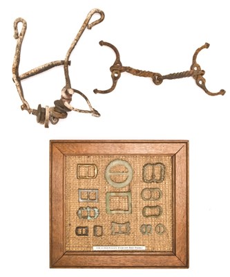 Lot 265 - TWO HORSE BITS AND A GROUP OF THIRTEEN BUCKLES