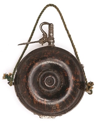 Lot 304 - A GERMAN CIRCULAR POWDER-FLASK