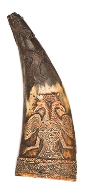 Lot 308 - A SCANDINAVIAN POWDER-FLASK