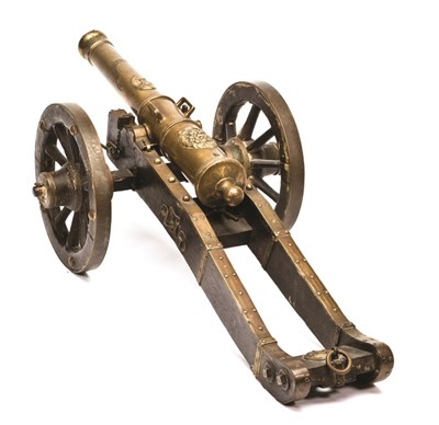 Lot 312 - **A FINE FRENCH BRONZE SALUTING CANNON BY VAUTROT MRE ARMURIER AU 4E HUSSARDS