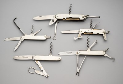 Lot 702 - TWO SPORTSMAN’S KNIVES, MAPPIN & WEBB, SHEFFIELD AND THREE FURTHER SPORTMAN’S KNIVES EARLY 20TH CENTURY