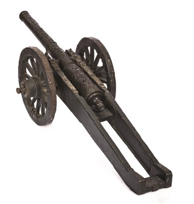 Lot 322 - A DECORATED BRONZE SALUTING CANNON IN MID-16TH CENTURY STYLE
