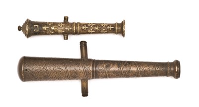 Lot 325 - **TWO DECORATED MINIATURE CANNON
