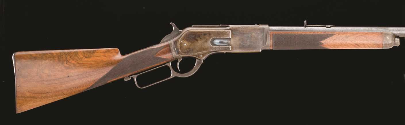 Lot 350 - A RARE .50 CALIBRE AMERICAN MODEL 1876 WINCHESTER REPEATING BIG GAME RIFLE