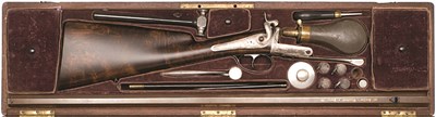 Lot 369 - A CASED .650 CALIBRE FRENCH BREECH-LOADING PERCUSSION SPORTING RIFLE BY HOULLIER-BLANCHARD A PARIS
