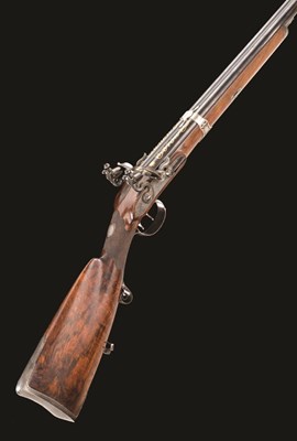 Lot 371 - **A FINE 18 BORE D.B. SWISS FLINTLOCK SPORTING GUN BY J. H. FREY A ZURICH