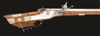 Lot 375 - **A 22 BORE GERMAN WHEEL-LOCK SPORTING RIFLE