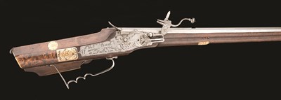 Lot 376 - **A 28 BORE GERMAN WHEEL-LOCK SPORTING RIFLE