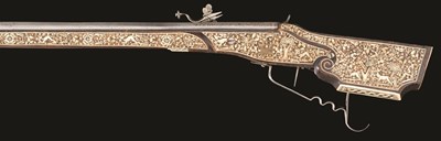 Lot 380 - **A 20 BORE GERMAN WHEEL-LOCK RIFLED CARBINE IN 17TH CENTURY STYLE