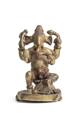 Lot 161 - A BRONZE FIGURE OF GANESHA, WESTERN DECCAN, INDIA, 16TH/17TH CENTURY