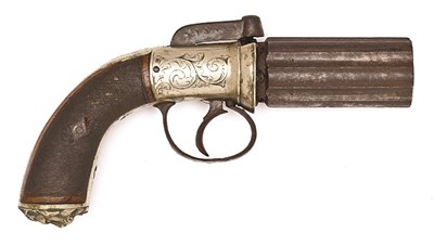 Lot 385 - A 100 BORE SIX-SHOT PEPPERBOX REVOLVER