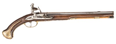 Lot 389 - AN 18 BORE LIÃˆGOIS FLINTLOCK HOLSTER PISTOL SIGNED LECOMTE A LIEGE