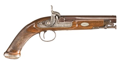Lot 394 - A 22 BORE PERCUSSION TRAVELLING PISTOL BY W. THOMAS