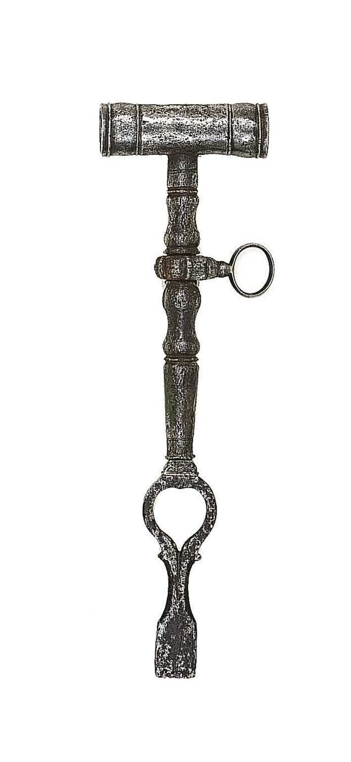 Lot 131 - A COMBINED WHEEL-LOCK SPANNER