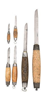 Lot 153 - A COLLECTION OF SIX SWEDISH BARREL KNIVES MID 19TH CENTURY