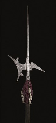 Lot 172 - AN ITALIAN DECORATED HALBERD