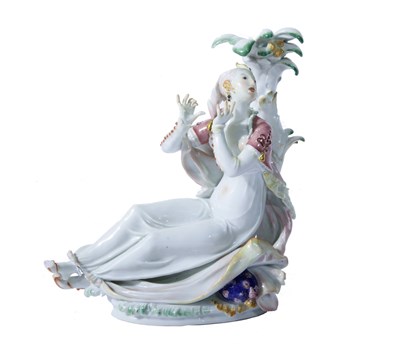 Lot 28 - A MEISSEN FIGURE OF AN ORIENTAL WOMAN, 20TH CENTURY