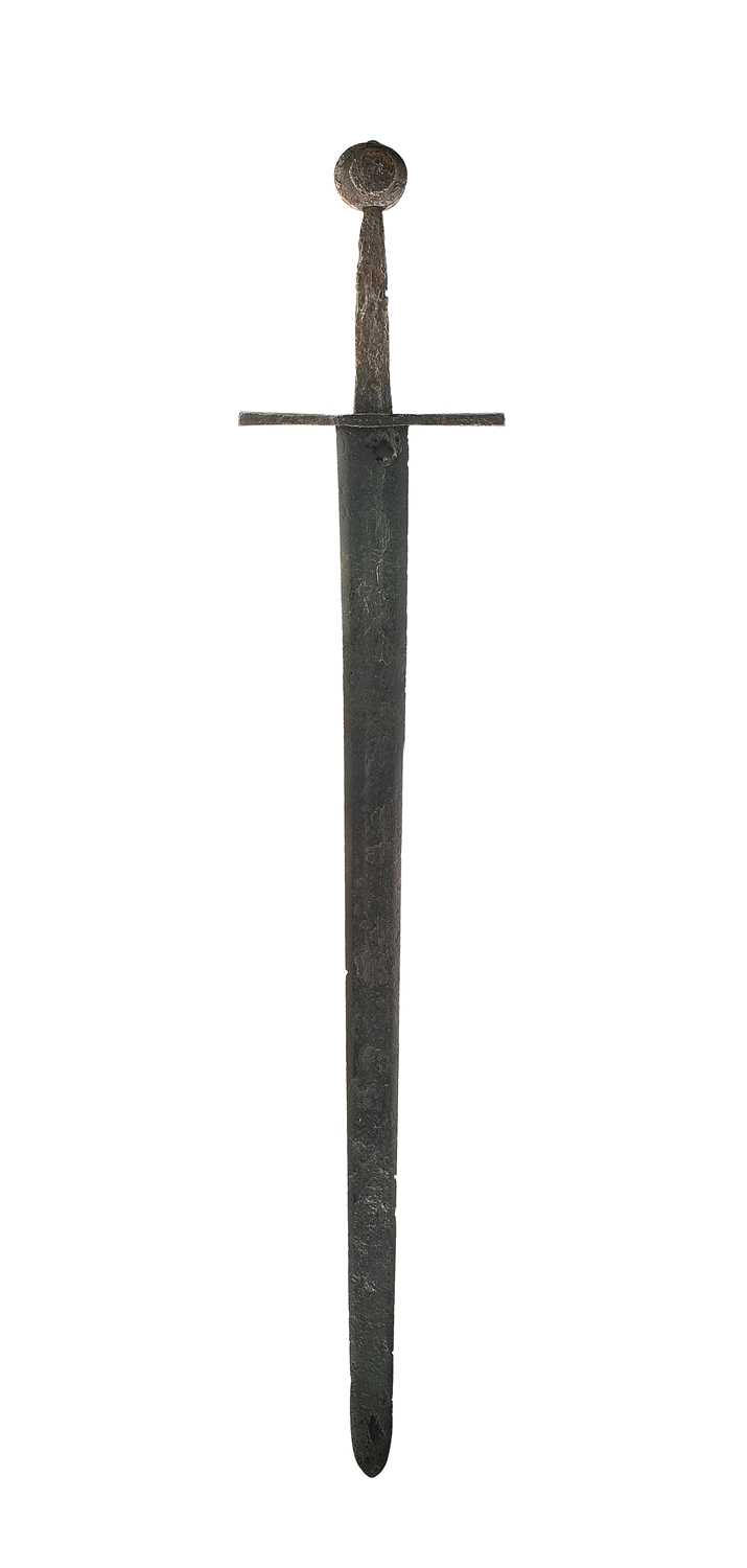 Lot 211 - A MEDIEVAL 'GREAT' SWORD