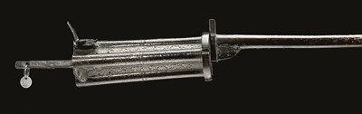 Lot 263 - A RARE BARREL AND BREECH FROM AN INDIAN FOUR-SHOT REVOLVING GUN