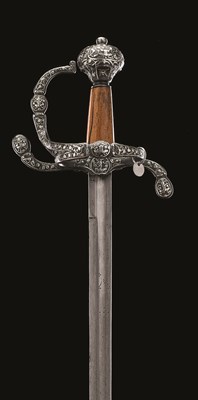 Lot 286 - A FINE AND RARE ENGLISH RAPIER WITH SILVER-ENCRUSTED HILT, CIRCA 1620