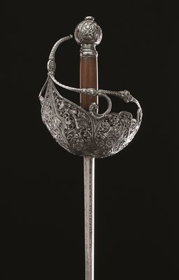Lot 287 - A RARE ENGLISH BASKET-HILTED RAPIER