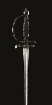Lot 318 - AN ENGLISH SMALL-SWORD WITH BLUED STEEL HILT