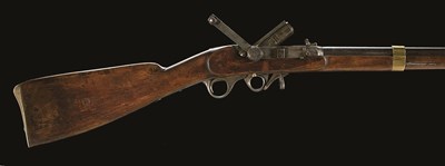 Lot 423 - A RARE .600 CALIBRE PERCUSSION BREECH-LOADING UNDER-HAMMER SCHEEL PATENT MILITARY RIFLE