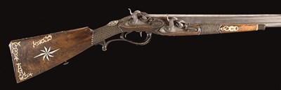 Lot 430 - A SOUTH GERMAN PERCUSSION OVER-AND-UNDER SPORTING GUN BY F. HONOLD A ULM