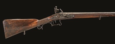 Lot 443 - A 22 BORE DUTCH D.B. FLINTLOCK SPORTING CARBINE SIGNED A LA HAYE