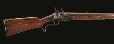 Lot 444 - A .650 CALIBRE DUTCH FLINTLOCK JAEGER RIFLE BY THONE