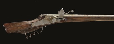 Lot 451 - A 28 BORE GERMAN WHEEL-LOCK SPORTING RIFLE