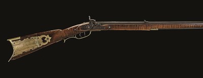 Lot 456 - A 50 BORE AMERICAN PERCUSSION PLAINS RIFLE BY GEORG HERZOG
