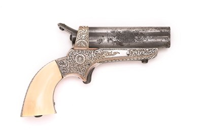 Lot 467 - A .30 CALIBRE RIM-FIRE FOUR-BARRELLED SHARPS PATENT PISTOL BY TIPPING & LAWDEN